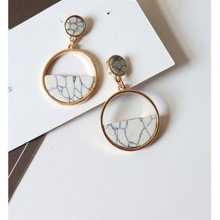 Marble Alloy Hoop Dangle Earring