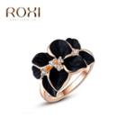 Rhinestone Flower Ring Rose Gold - 8