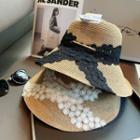 Foldable Lace Straw Bucket Hat