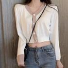 Long-sleeve V-neck Two-tone Cardigan