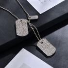 Tag Rhinestone Pendant Necklace