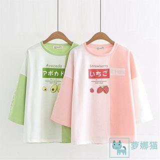 Printed Color-block Short-sleeve Tee (various Design)