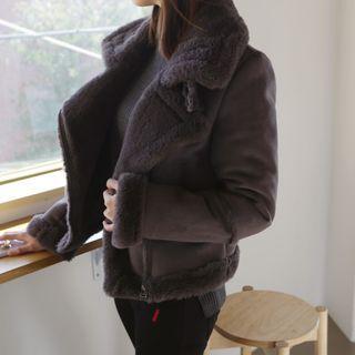 Buckled Faux-shearling Rider Jacket