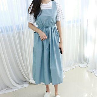 Petite Size Square-neck Sleeveless Long Dress