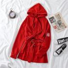 Crinkled Hoodie / Buckled Mini A-line Dress