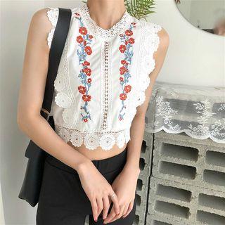 Lace Trim Floral Printed Tank Top