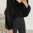 Sweetheart-neck Velvet Blouse