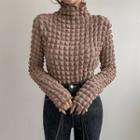Turtle-neck Embossed Blouse
