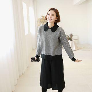 Round-collar Relaxed-fit Striped Knit Top