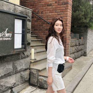 Sheer Stripe Shirt White - One Size