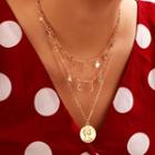 Coin Pendant Layered Necklace 8818 - One Size