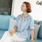 Boho Embroidery Chambray Shirt