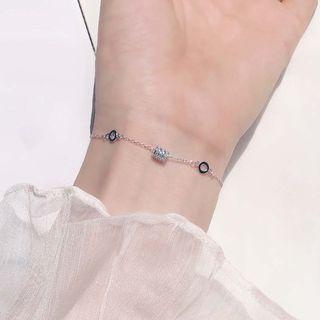 925 Sterling Silver Rhinestone Bracelet As Shown In Figure - One Size
