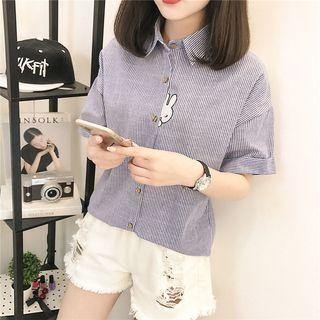 Rabbit Embroidered Short-sleeve Shirt