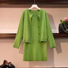 Set: Sleeveless Mini Knit Dress + Cardigan