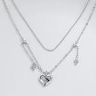Cz Heart Layered Necklace Silver - One Size