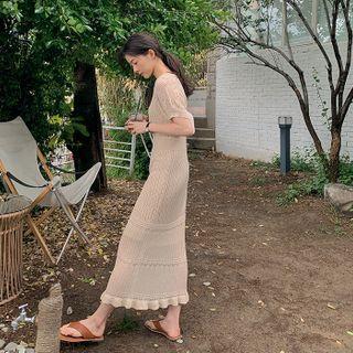 Pointelle-knit Long Dress