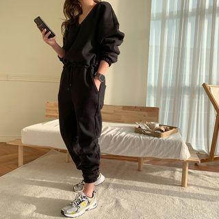 Drawcord Sweat Jogger Jumpsuit