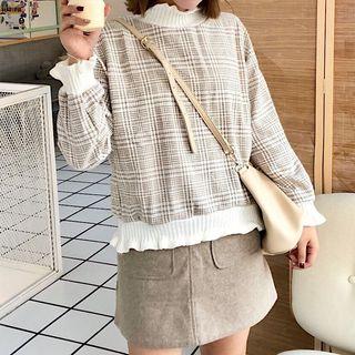 Plaid Pullover Almond - One Size