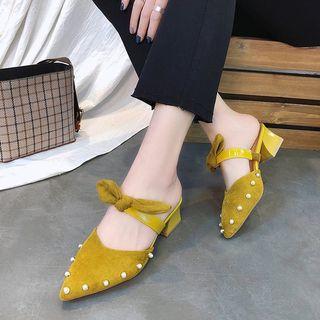 Embellished Block Heel Pointed Mules