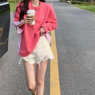 Striped Panel Sweatshirt Pink - One Size