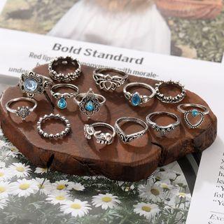 Set Of 13: Faux Crystal / Alloy Ring (various Designs) Set Of 13 - 53672 - Silver - One Size
