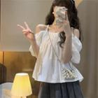 Short-sleeve Off-shoulder Flowy Blouse