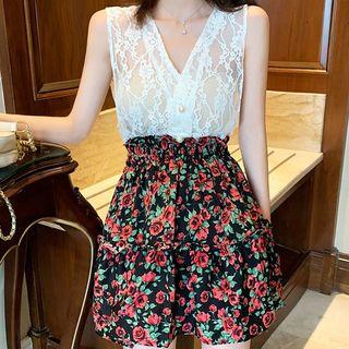 Lace Camisole / Floral Print Skirt