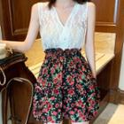 Lace Camisole / Floral Print Skirt