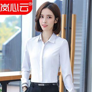 Plain Shirt/ Slim-fit Cropped Dress Pants/ Set