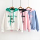 Long-sleeve Letter Embroidered Hooded Top