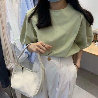 Puff-sleeve Blouse Green - One Size