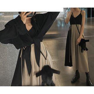 Set: Front-tie Jacket + Spaghetti Strap Dress