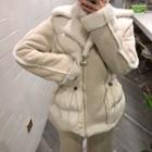 Fleece-lined Padded Biker Jacket As Shown In Figure - One Size