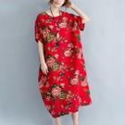 Short-sleeve Floral T-shirt Midi Dress