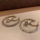 Star Dangle Earring 1 Pair - White & Gold - One Size