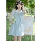 Puff Sleeve Blouse / Overall A-line Dress