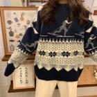 Patterned Knit Sweater As Shown In Figure - One Size