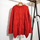 Cable-knit Loose-fit Medium Long Sweater
