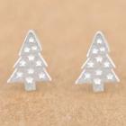 925 Sterling Silver Christmas Tree Earring Silver - One Size
