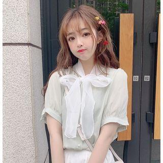 Bow Puff-sleeve Blouse