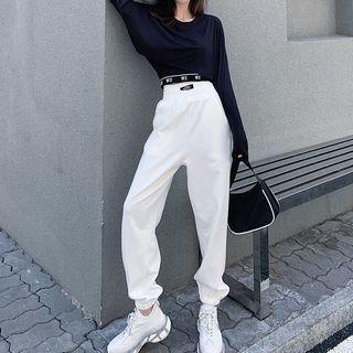 Long-sleeve Cropped T-shirt / Tank Top / Sweatpants / Set