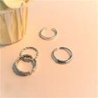 Set Of 4 : Alloy Open Ring Set Of 4 - Silver - One Size