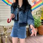 Two-tone Denim Jacket / A-line Denim Skirt