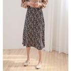 Beribboned Floral Midi Skirt