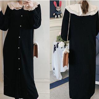 Long-sleeve Button-down Midi Dress