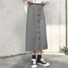 Herringbone Midi Skirt Dark Gray - One Size