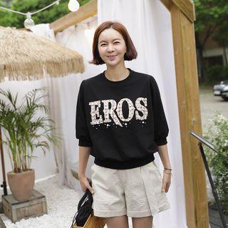 3/4-sleeve Appliqu  Pullover
