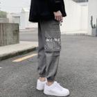 Cropped Letter Print Cargo Pants