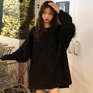 Long-sleeve Slit-side T -shirt